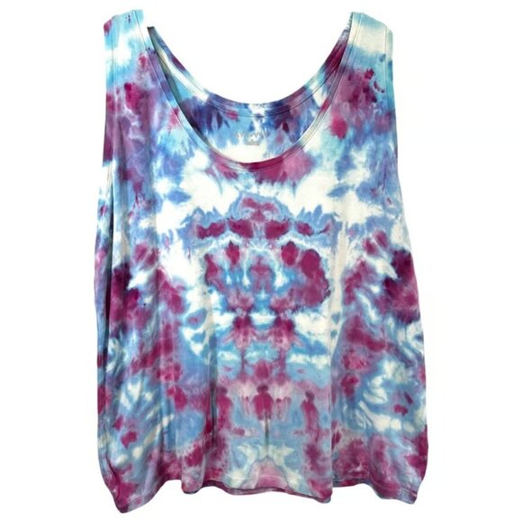 Ava & Viv Plus Size 2X Tank Top Tie Dye Handmade Blue Purple Hippie Boho - Picture 1 of 4